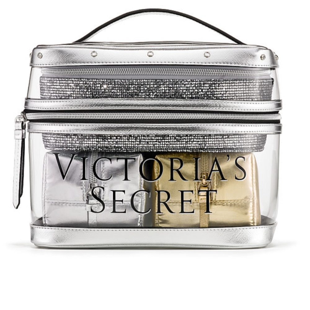 Victoria's  Secret Metallic Sparkle Beauty Bag Set
